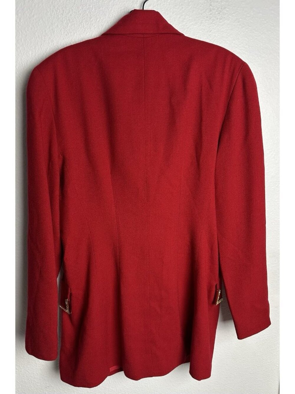 VTG Alberto Makali Red Power Blazer Jacket Gold Greek Key Lion Sunburst Size 14 - Picture 3 of 14
